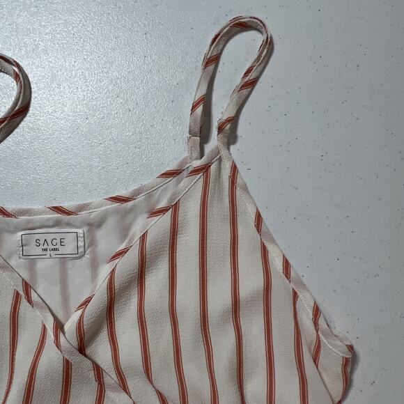 Sage The Label Size Large Wrap dress mini striped adjustable lined button close - Picture 7 of 11